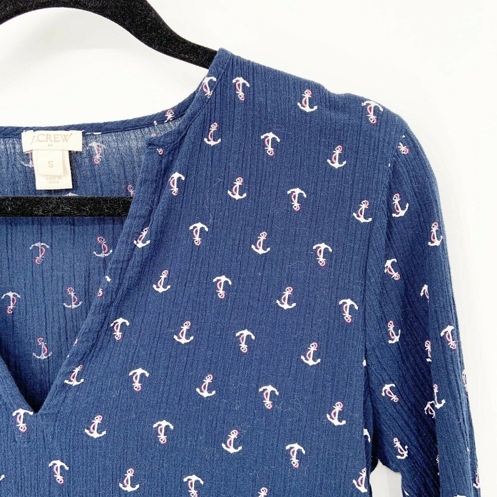 J.CREW Swim Cover Up Tunic Anchor Nautical S Blue - Picture 2 of 7